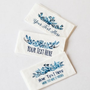 Indigo Blue Sewing Labels for Handmade Items - personalized cotton tags, custom made