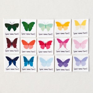 75 Name Tags with Colorful Butterflies personalized iron on labels for children's clothing or handmade items image 1