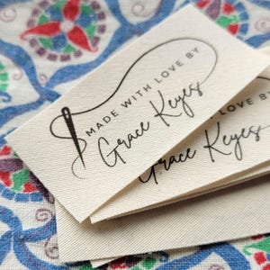 Elegant Thread Sewing Labels With Personalized Signature, on 100% ...