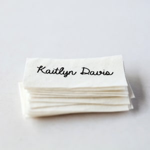 Sew on name tags / clothing labels - white organic cotton labels for clothing