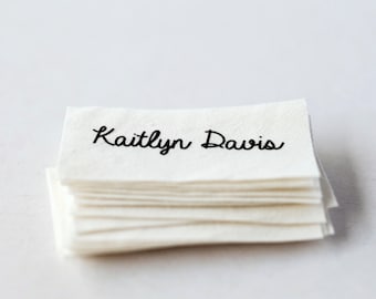 Sew on name tags / clothing labels - white organic cotton labels for clothing