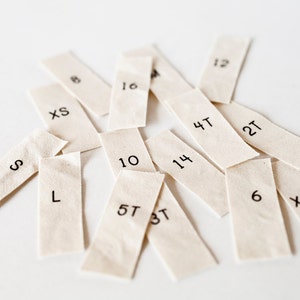 100 Clothing Size Labels organic cotton size tags image 2