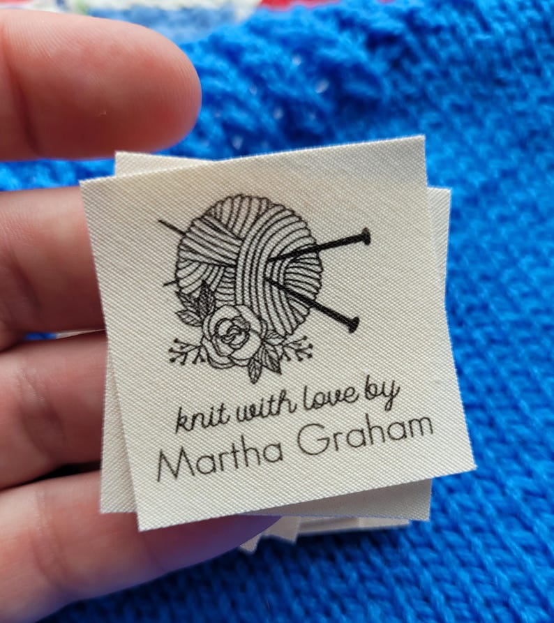 Personalized Knitting Labels: Organic Cotton Yarn Graphic, Handmade ...