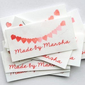37 etichette a forma di cuore, etichette personalizzate da stirare per articoli fatti a mano