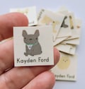 Dogs Name Tags - iron on name labels for children's clothing, personalized and printed on organic cotton