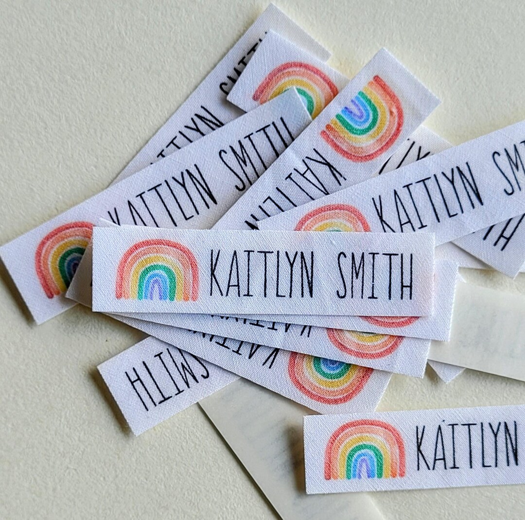 40 Iron on Personalized Clothing Labels With Watercolor Rainbows - Etsy