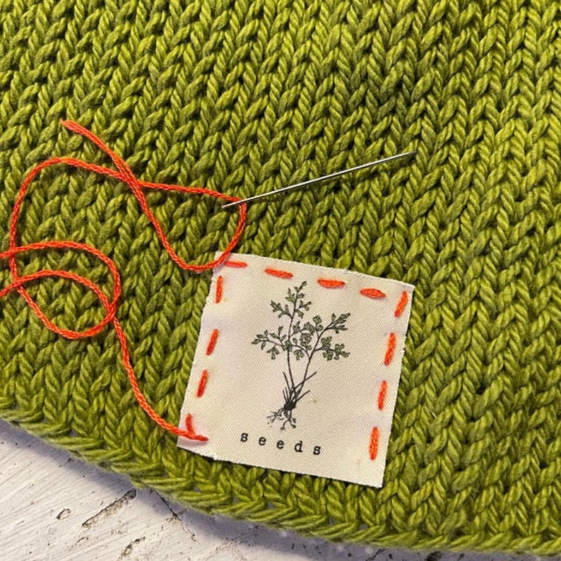 Square Fabric Labels for Handmade Items, Printed with Your Logo or Text on Organic Cotton, for Knitting, Sewing, and Quilting image 1