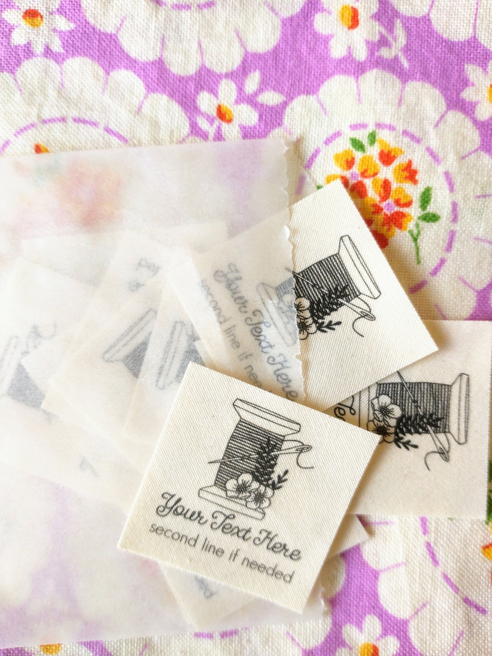 Floral Sewing Thread Label Set Personalized Fabric Tags for - Etsy
