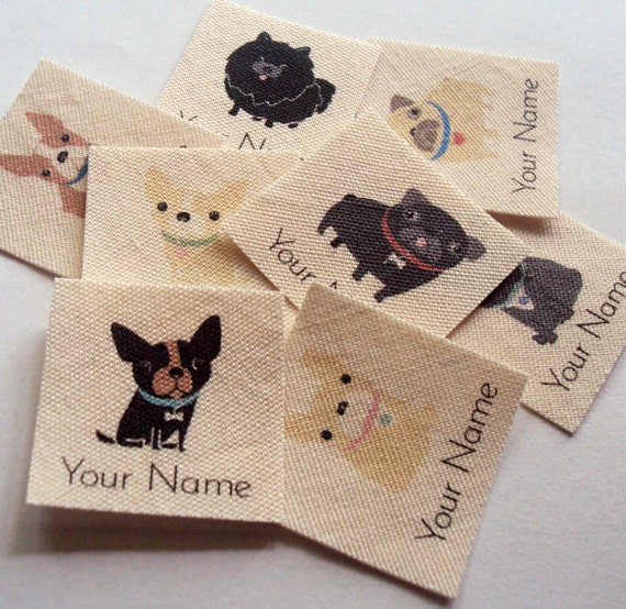 120 etiquetas de tela Etiquetas de ropa de pata de cachorro de perro  personalizado su nombre Texto Logo Marca Etiquetas de ropa personalizadas  Coser