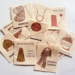 Personalized Knitting Labels, Fabric Tags for Handmade Items Crochet or Knitting Gift image 3