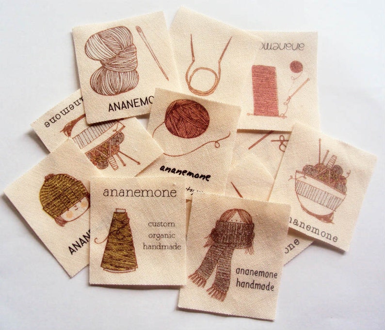 Personalized Knitting Labels, Fabric Tags for Handmade Items Crochet or Knitting Gift image 3