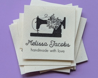 Personalized Floral Sewing Machine Labels - Organic Cotton Sew On Tags