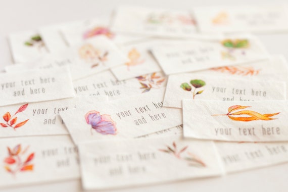 Sunlit Botanical Sewing Labels White Cotton Tags Printed With Personalized  Text and Watercolor Flowers for Labelling Handmade Items 