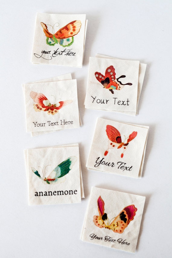 Gilded Butterfly Fabric Labels for Handmade Items Customized 100