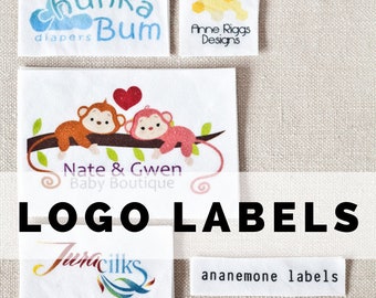 Etiquetas personalizadas de algodón orgánico que no se deshilachan para ropa - Logotipo o texto