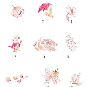 Blumen Nähen Etiketten weiße Baumwollschilder mit personalisiertem Text und zarten Aquarell Blumen bedruckt, 15er Set Bild 6