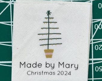Personalized Christmas Tree Sewing Labels - Organic Cotton Tags