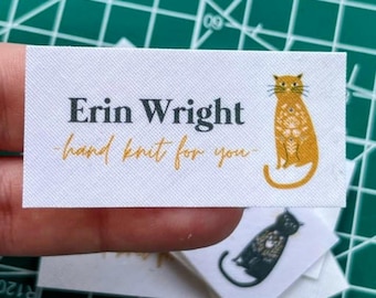 Scandinavian Cat Fabric Labels: Personalized Organic Cotton Name Tags (Set of 37)