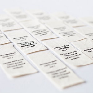 Natural Garment Care Labels for Handmade Items Washing Care Tags, Printed on Organic Cotton image 4