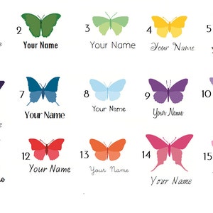 75 Name Tags with Colorful Butterflies personalized iron on labels for children's clothing or handmade items image 4