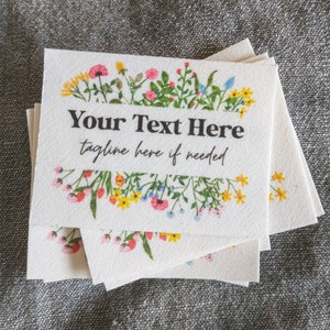 Custom Cloth Labels - Personalized Floral Fabric Tags for Clothing or Handmade Items