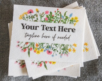 Custom Cloth Labels - Personalized Floral Fabric Tags for Clothing or Handmade Items