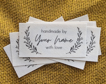 Personalized Crochet Labels for Handmade Items and Gifts on Organic Cotton  fabric Tags 