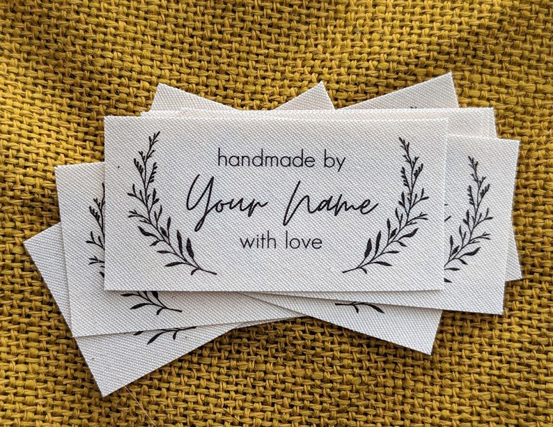 Botanical Fabric Label Set Personalized Organic Cotton Tags for Handmade Items Sewing Labels for Makers image 1