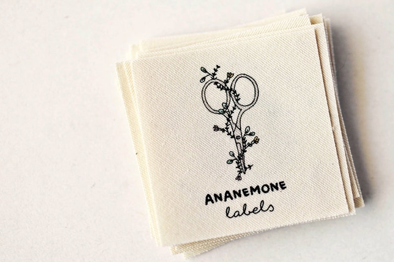 Custom Logo Labels for Handmade Items Designed with Delicate Sewing Artwork, Elegant Fonts, and Your Custom Text image 1