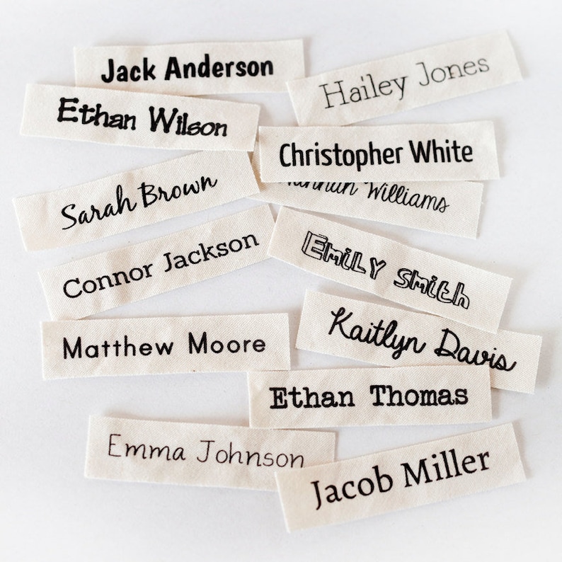 Organic Cotton Name Labels - sew on name tags (clothing labels) for children's clothing or handmade items 