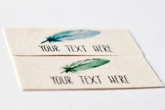 Watercolor Feather Labels Personalized Tags on Soft Organic Cotton for  Handmade Items, Handwovens, or Hand Knits 
