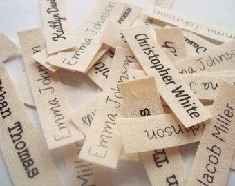 Custom Clothing Labels - personalized name tags with iron on adhesive, 100% organic cotton