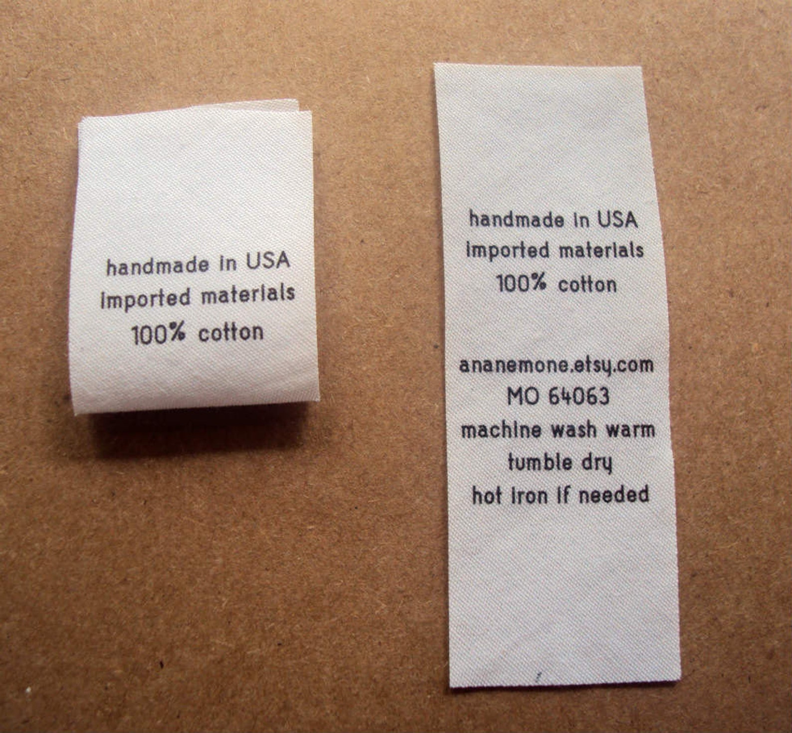 Fabric Care Labels Custom Garment Labels fold Over Loop Etsy