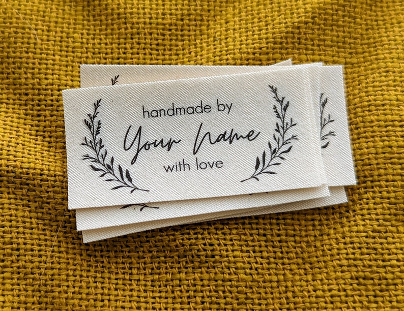 Botanical Fabric Label Set Personalized Organic Cotton Tags for Handmade Items Sewing Labels for Makers image 2