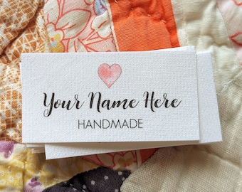 20 Personalized Clothing Labels with Watercolor Hearts and Calligraphy Script