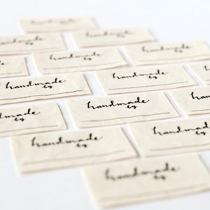 Handmade By Labels Knitting, Crochet, or Sewing Labels customizable for handmade items, organic cotton image 2