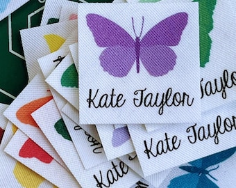 75 etiquetas de mariposa para nombre: etiquetas termoadhesivas personalizadas para ropa