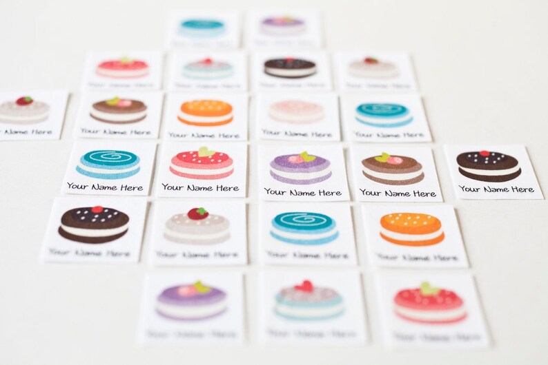 Macaron Name Tags personalized iron on labels for children's clothing or handmade items, organic cotton image 3