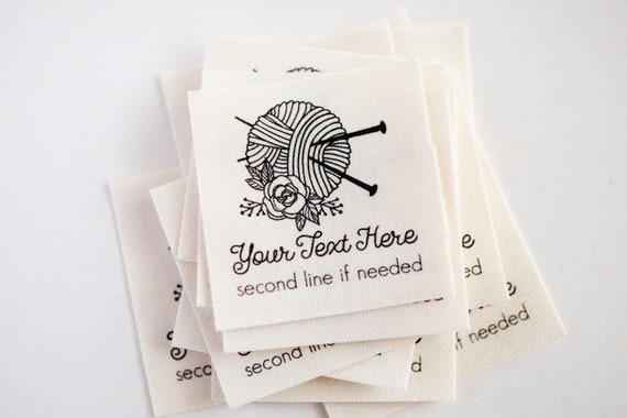 Personalized Knitting Labels and Crochet Labels for Handmade Items and Gifts  With Yarn Graphic 