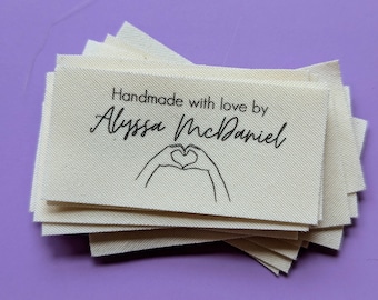 Personalized Organic Cotton Sewing Labels, Handmade With Love