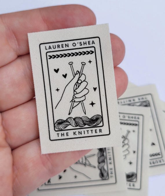 Personalized Knitting Labels: Organic Cotton Tarot Design (Set of 15)