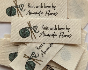 Handmade Labels for Knitted Items - Small Organic Cotton Tags, Personalized (set of 25)