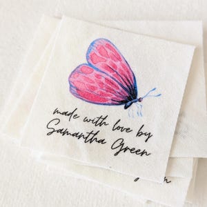 Etiquetas de mariposas de acuarela para artículos hechos a mano: etiquetas para ropa de niños, personalizadas