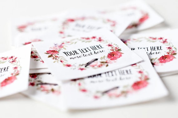 Floral Wreath Labels Iron on Tags With Watercolor Flowers, Personalized for  Handmade Items, Sewing and Knitting 