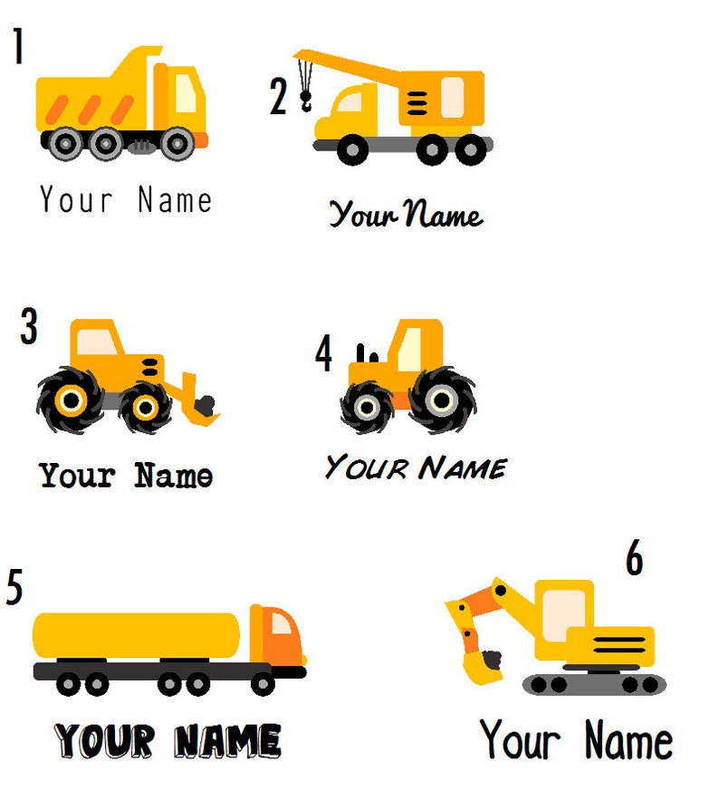 75 Kid's Clothes Labels, organic iron on name tags with trucks, adhesive image 4