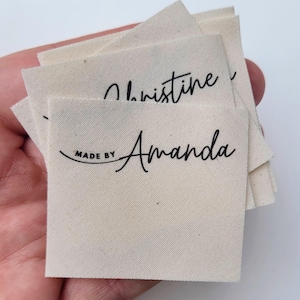 Fold-over Signature Swoop Labels - organic cotton fabric tags for handmade items