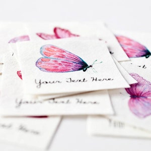 Watercolor Butterfly Labels for Handmade Items - Tags for Kids' Clothing, Personalized