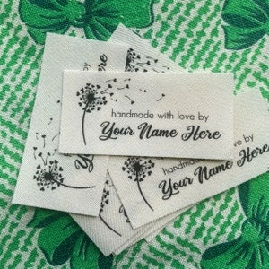 Dandelion Fabric Label Set - Personalized Sewing Tags, for Handmade Items or Clothing (custom cloth labels)