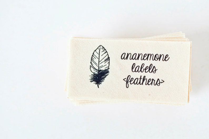 Personalized Sewing Labels With Feathers (organic Tags, Cotton) for ...