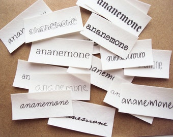 Etichette termoadesive per boutique, etichette in tessuto stampate personalizzate (etichette con nome in tessuto) - adesive